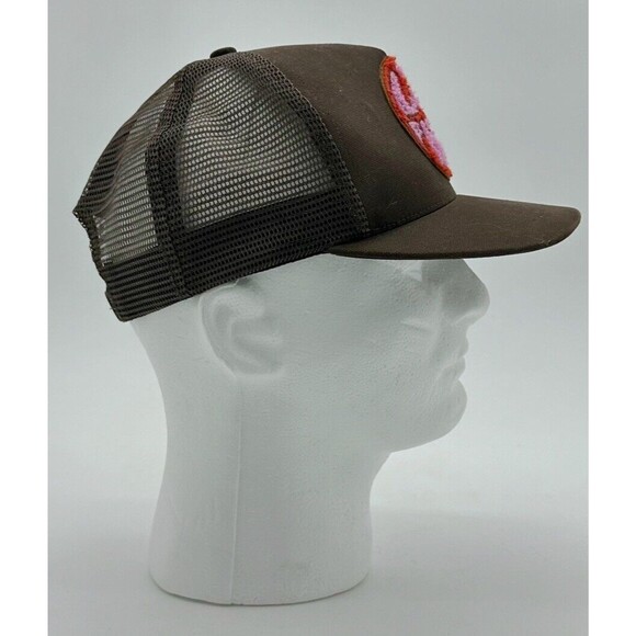 Valas Los Angeles PEACE & LOVE Unisex Trucker Hat Brown Red Pink Patch Snapback - Picture 2 of 7